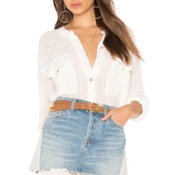 Free People White Lightweight Button Down Shirt - Picture 6 of 14
